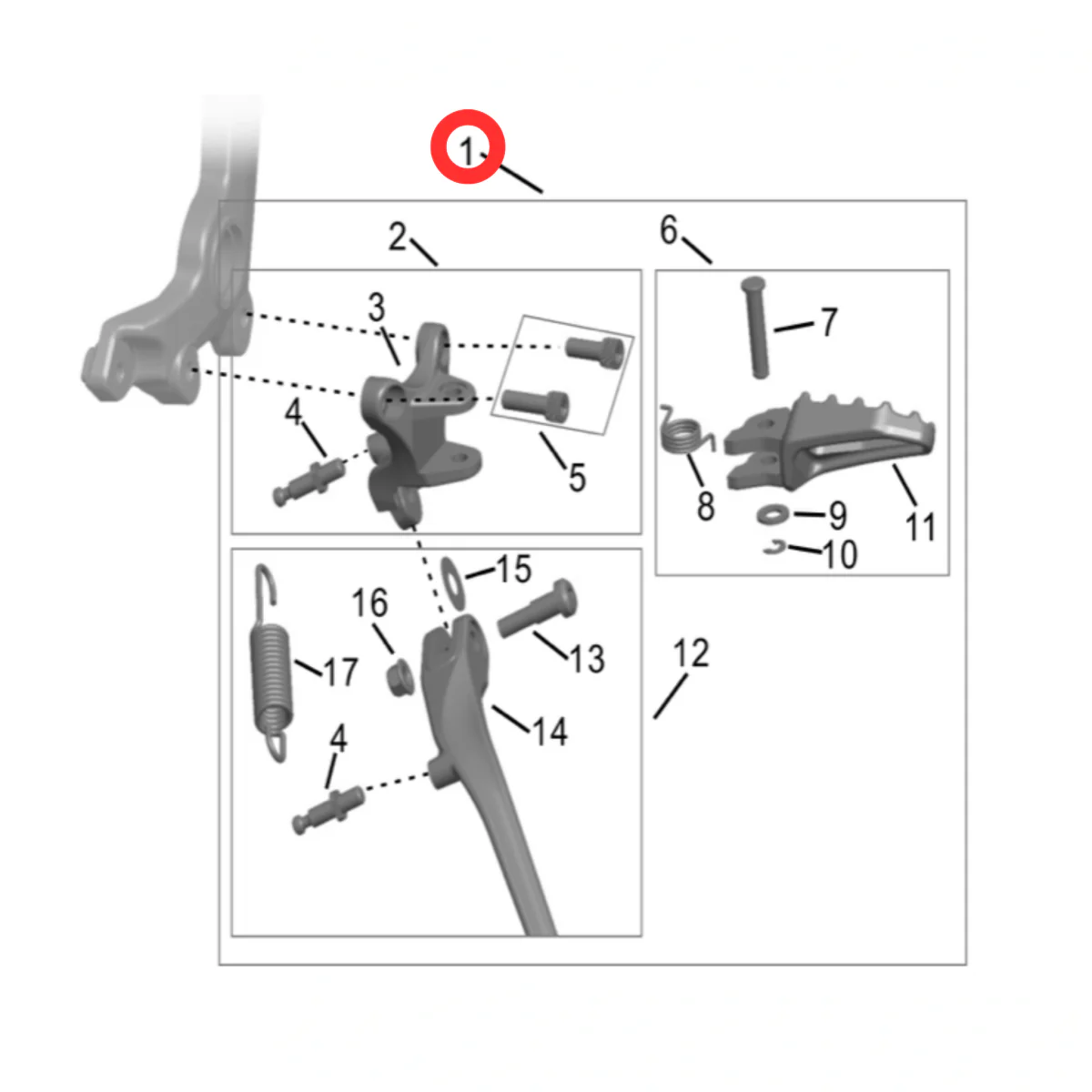 Hyper Bee Kickstand Assembly (Long) with Left Footpeg & Bracket - Image 3