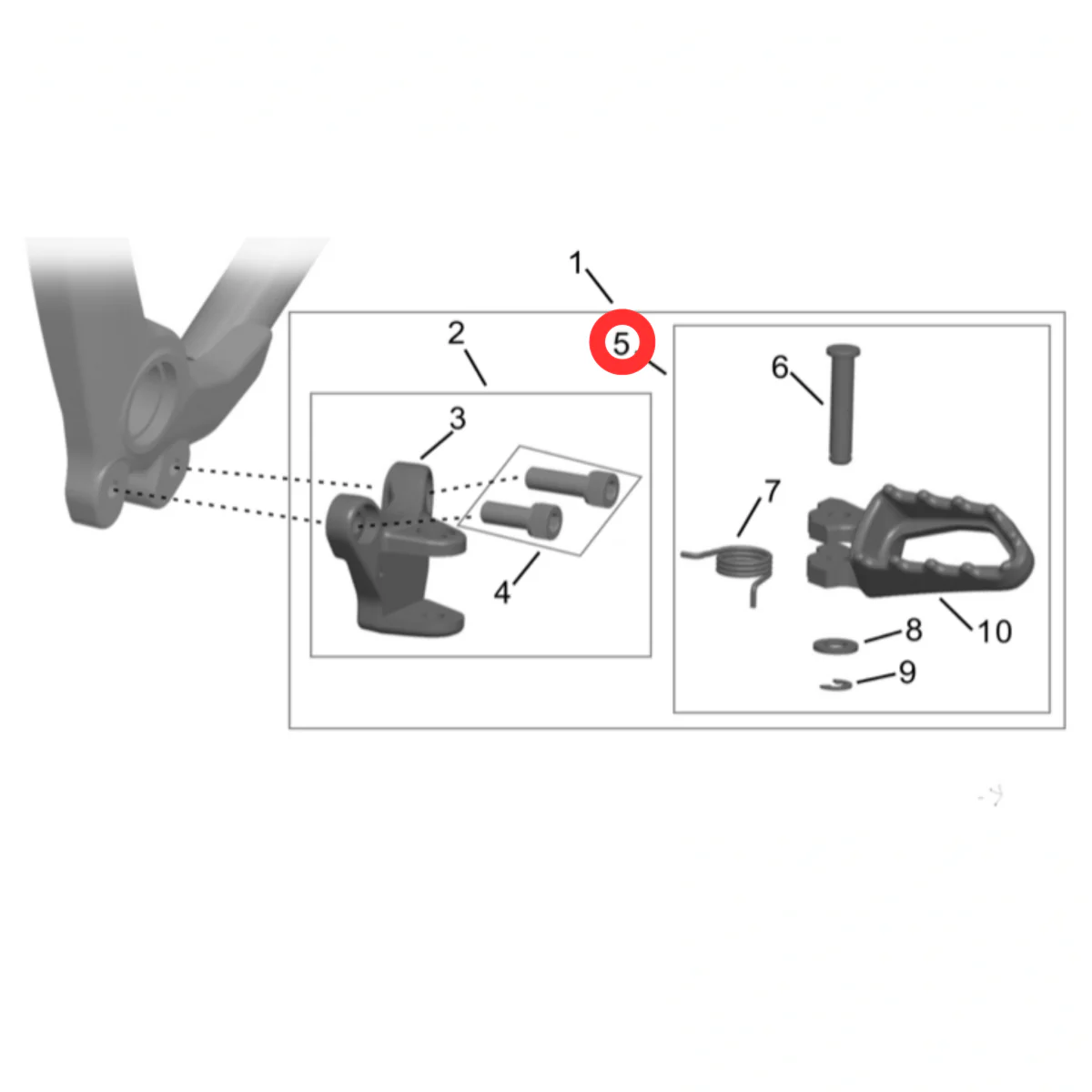 Hyper Bee Right Footpeg Assembly with Mounting Bracket - Image 3