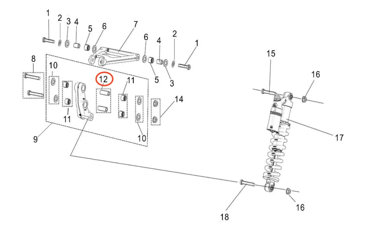 Light Bee Rear Shock Linkage Bushing - Image 3
