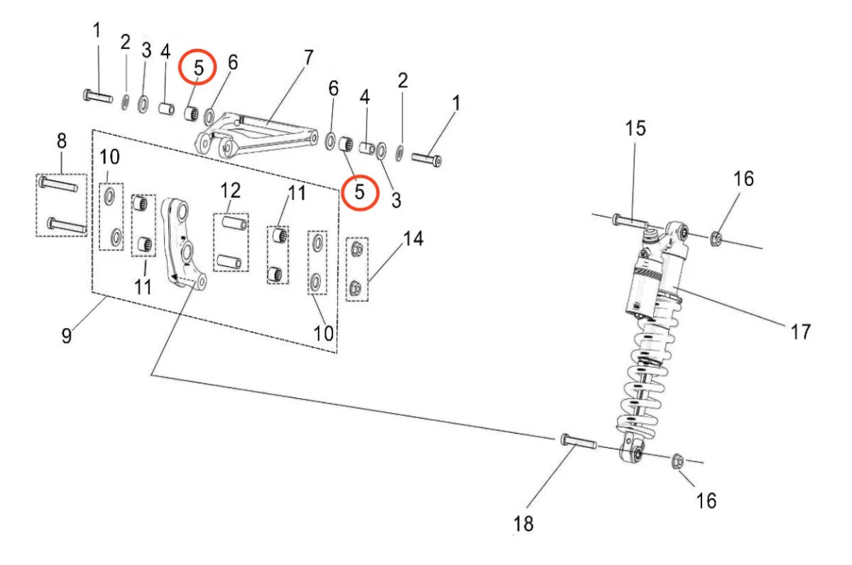 Light Bee Rear Shock Triangle Needle Bearing - Image 2