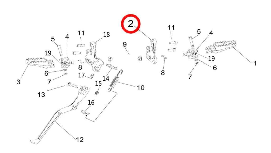 Light Bee Right Footpeg Mounting Bracket  - Image 3