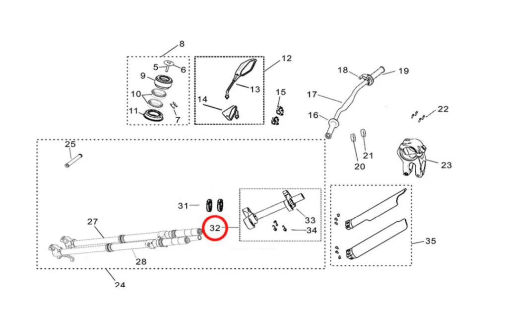 Light Bee Steering Stem With Triple Tree Clamps (KKE/DNM front fork) - Image 3